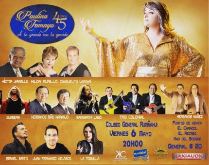 AFICHE OFICIAL PAULINA TAMAYO 45 AÑOS "A LO GRANDE CON LA GRANDE"